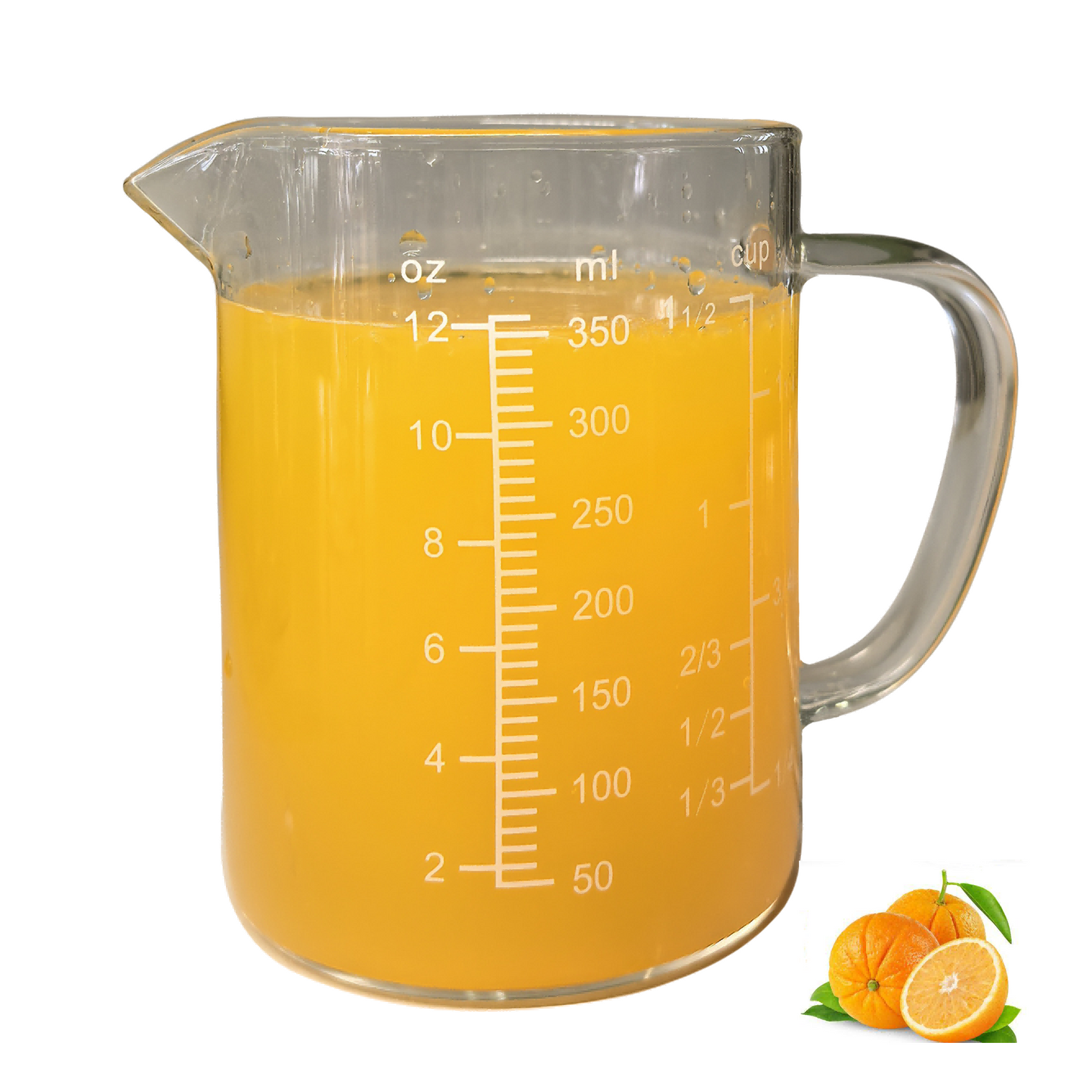 Glass Measuring Cup with Thress Scale and V-Shaped Mounth and Handle, Light Weight, Heat-Resistant, for Kitchen Cooking.