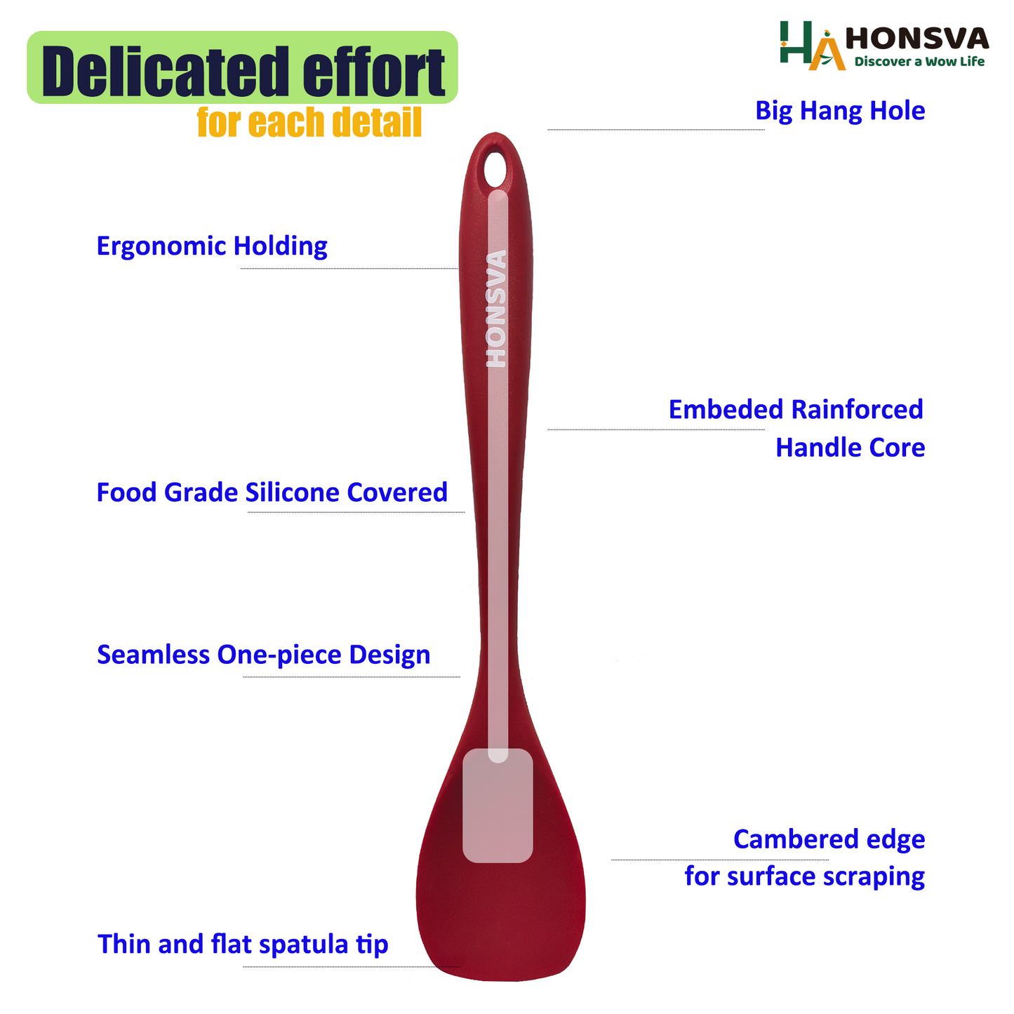 Silicone Spatulas, Heat-Resistant for Cooking, Flipping, Baking