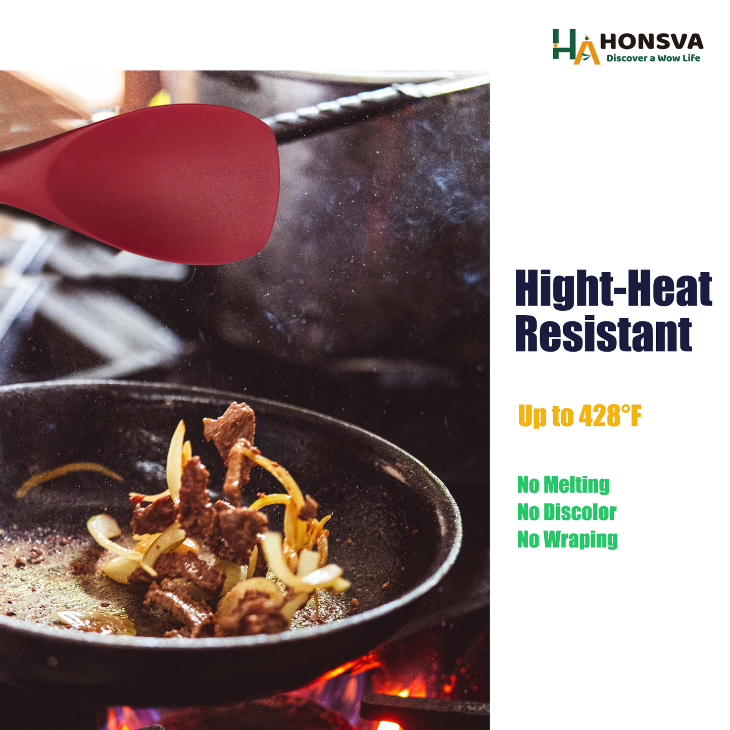 Silicone Spatulas, Heat-Resistant for Cooking, Flipping, Baking