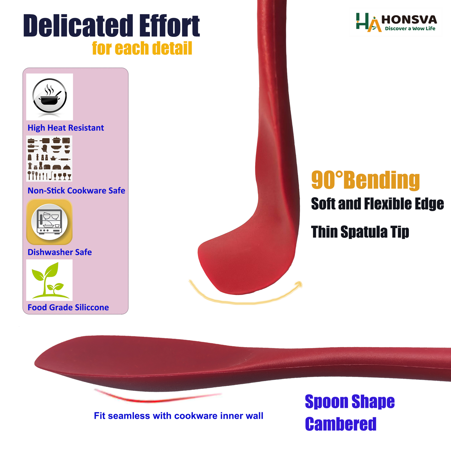 Silicone Spatulas, Heat-Resistant for Cooking, Flipping, Baking