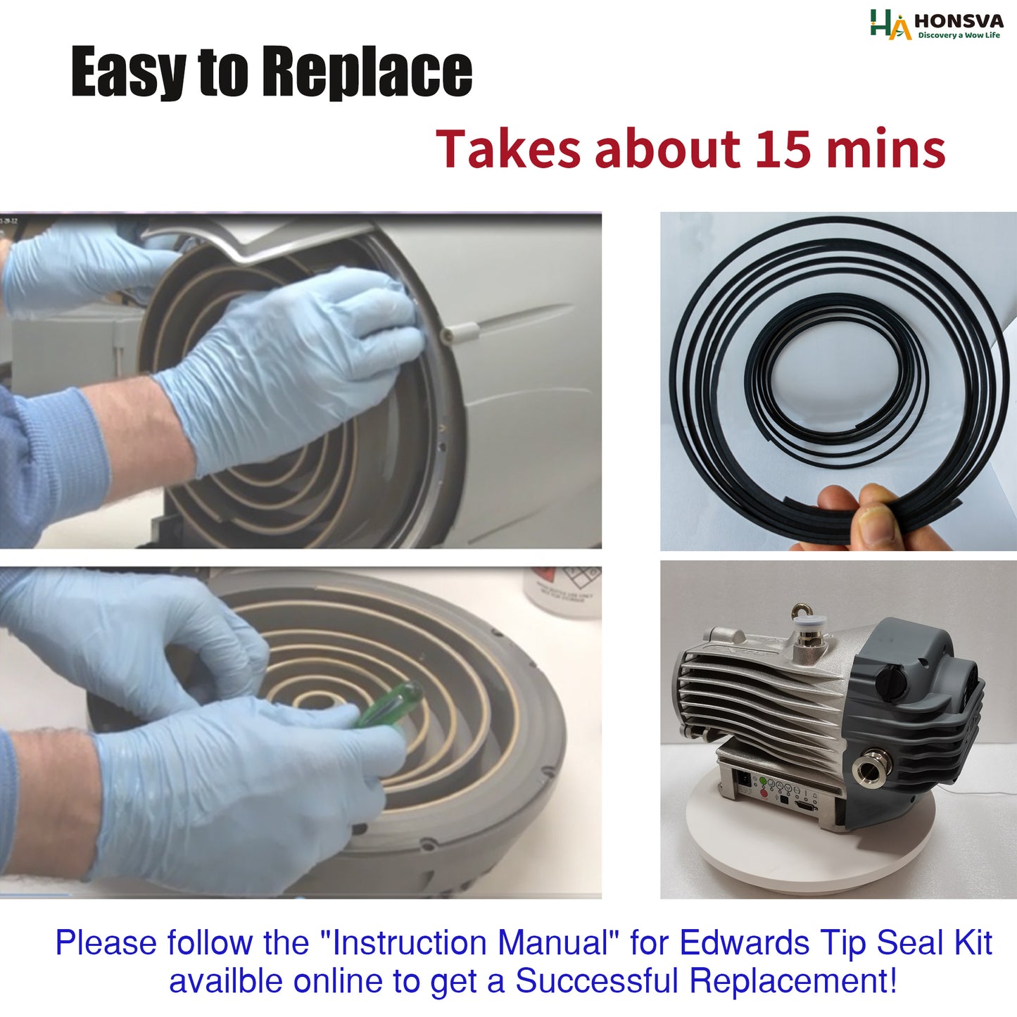 Tip Seal Kit for Edwards nXDS & XDS Series-nXDS 6i/10i/15i/20i-Dark Grey