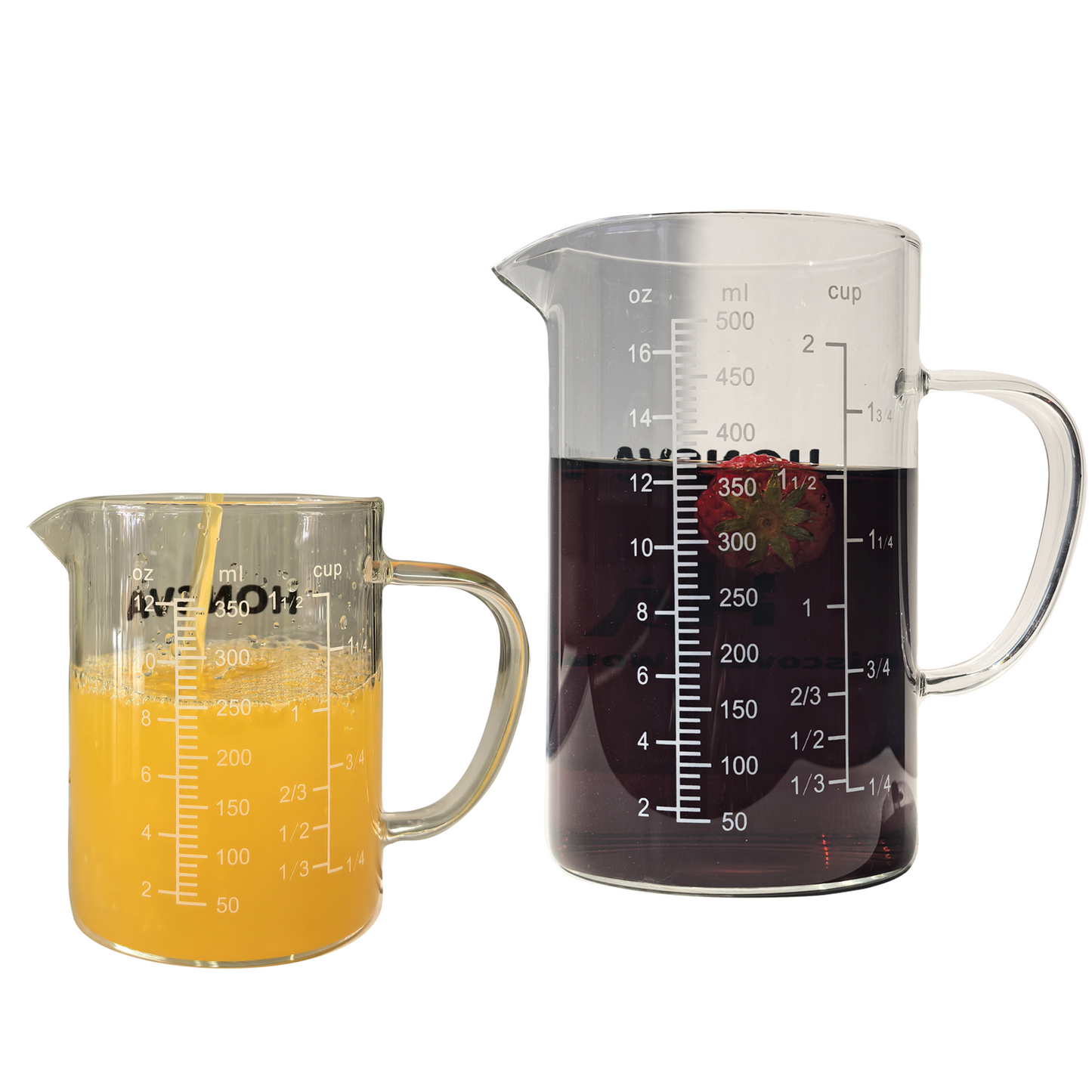 Glass Measuring Cup with Thress Scale and V-Shaped Mounth and Handle, Light Weight, Heat-Resistant, for Kitchen Cooking.