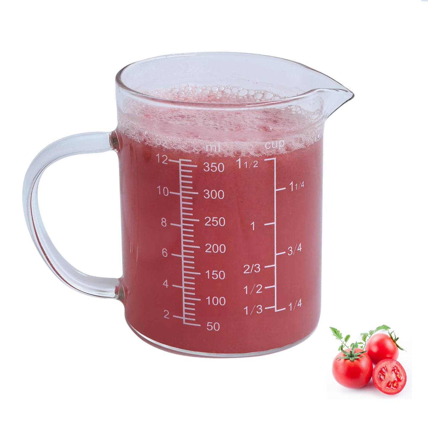 Glass Measuring Cup with Thress Scale and V-Shaped Mounth and Handle, Light Weight, Heat-Resistant, for Kitchen Cooking.