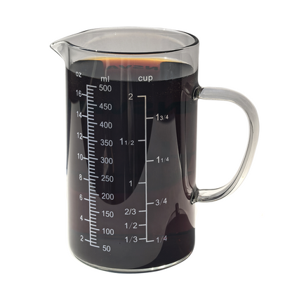 Glass Measuring Cup with Thress Scale and V-Shaped Mounth and Handle, Light Weight, Heat-Resistant, for Kitchen Cooking.